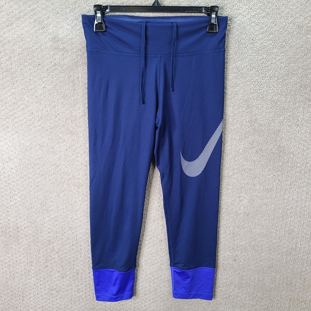 Nike Leggings Womens Small Blue Capri Essential Tights Dri Fit Athletic Running